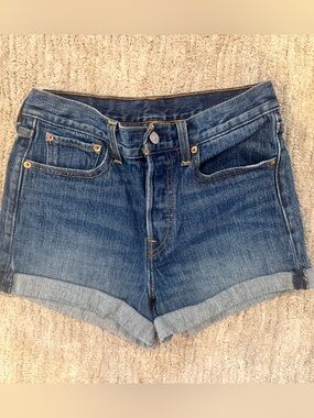 Levi's Dark Blue Rolled Hem Jean Shorts